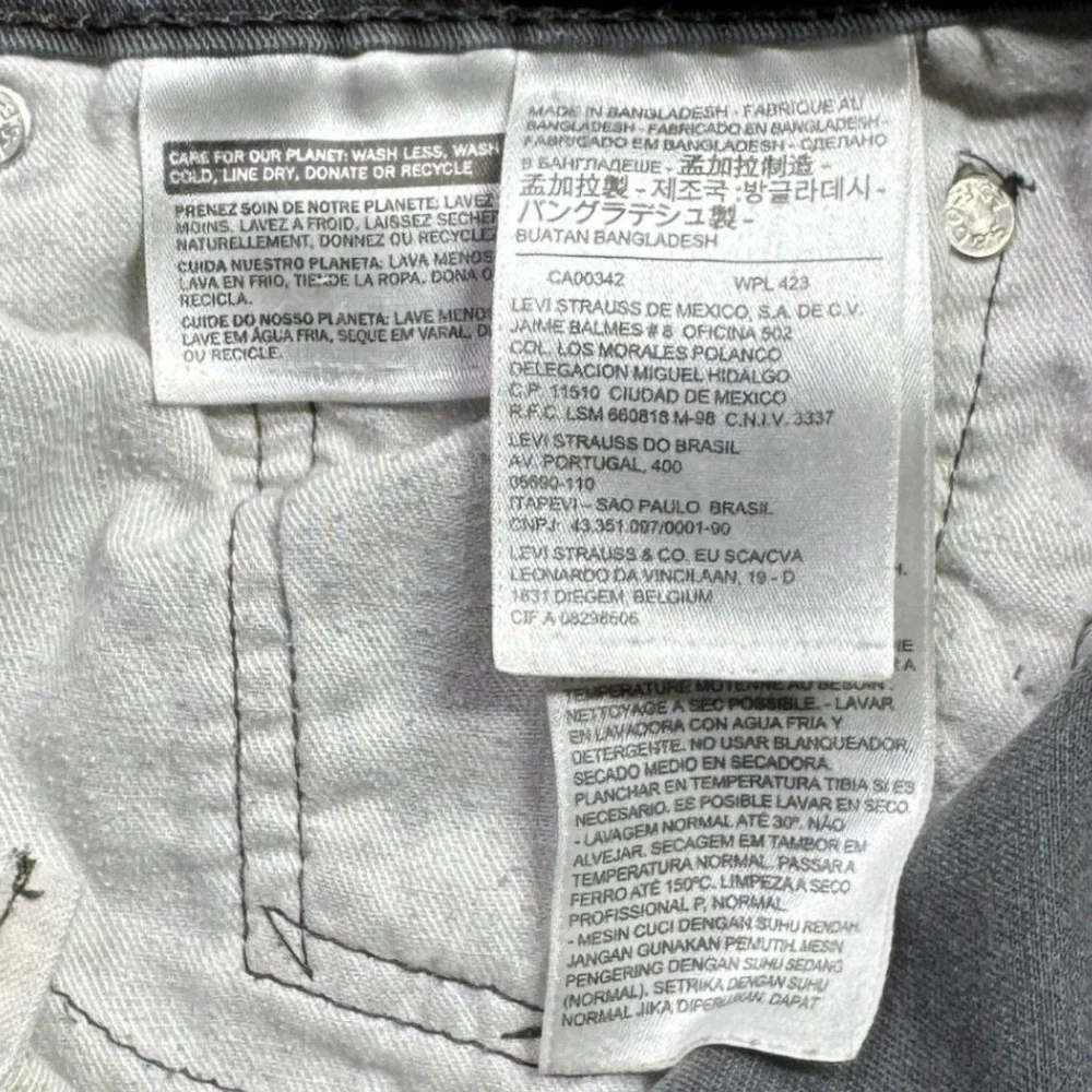 Levi Strauss 502 Taper Fit Mens 33x30 Gray‎ Distressed Workwear Denim Jeans